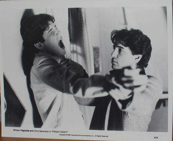 FRIGHT NIGHT: B/W Still (Sarandon & Ragsdale)
