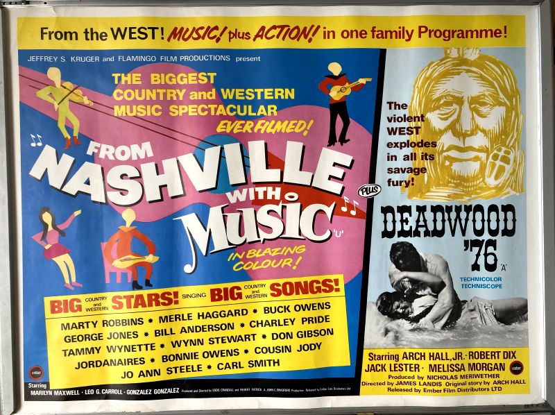 Cinema Poster: FROM NASHVILLE WITH MUSIC/DEADWOOD '76 1969 (Double Bill Quad)