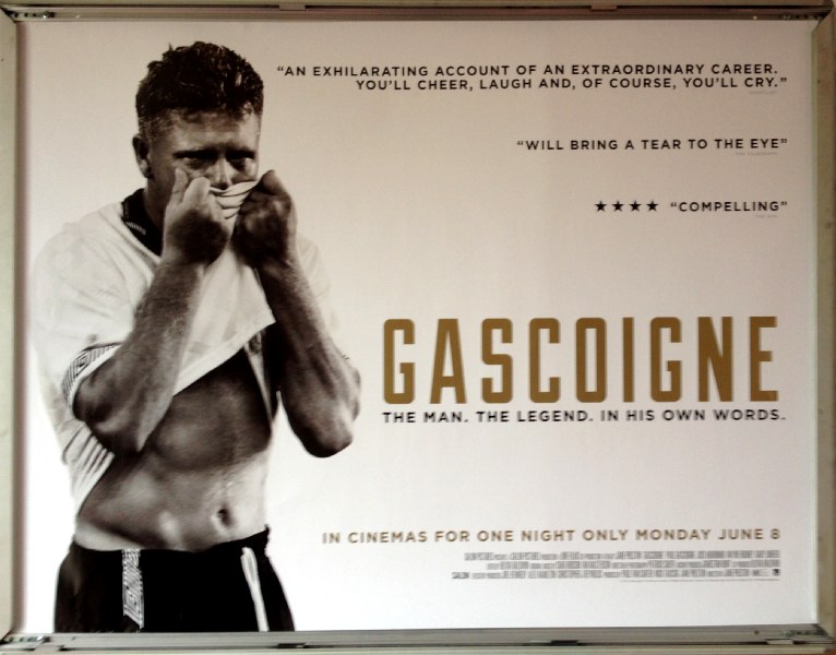 Cinema Poster: GASCOIGNE 2015 (Quad) Paul Gascoigne Vinnie Jones Gary Lineker