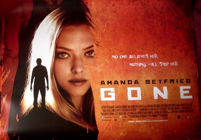 GONE (2012): UK Quad Film Poster