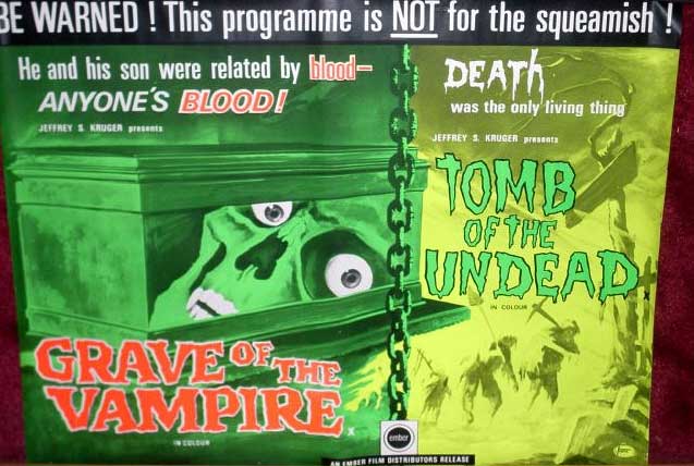 GRAVE OF THE VAMPIRE/TOMB OF THE UNDEAD: Double Bill Quad Film Poster