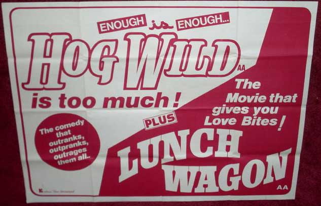 HOG WILD/LUNCH WAGON: Double Bill Quad Film Poster HOG WILD/LUNCH WAGON: Double Bill Quad Film Poster