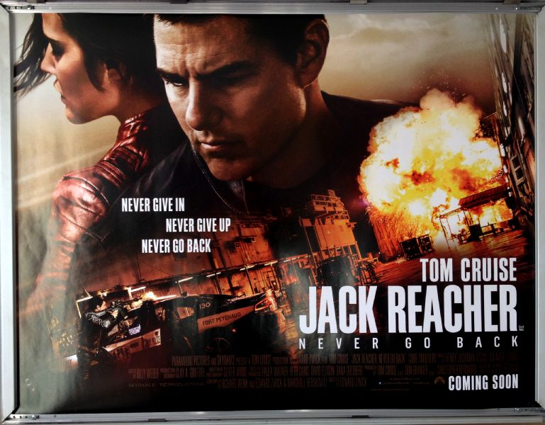 Cinema Poster: JACK REACHER NEVER GO BACK 2016 (Quad) Tom Cruise