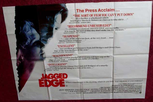 JAGGED EDGE: Review UK Quad Film Poster JAGGED EDGE: Review UK Quad Film Poster