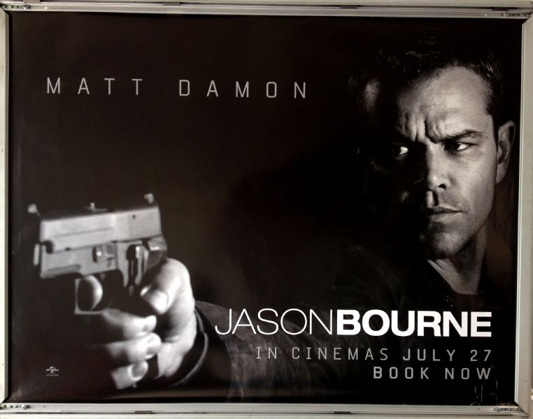 Cinema Poster: JASON BOURNE 2016 (Black Close Up Quad) Matt Damon Tommy Lee Jones Alicia Vikander
