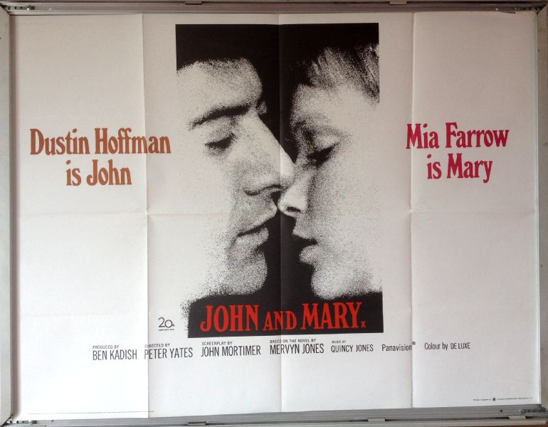 Cinema Poster: JOHN AND MARY 1969 (Quad) Dustin Hoffman Mia Farrow