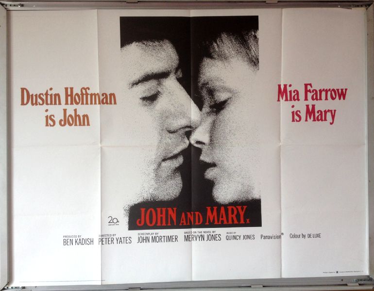 Cinema Poster: JOHN AND MARY 1969 (Quad) Dustin Hoffman Mia Farrow Cinema Poster: JOHN AND MARY 1969 (Quad) Dustin Hoffman Mia Farrow