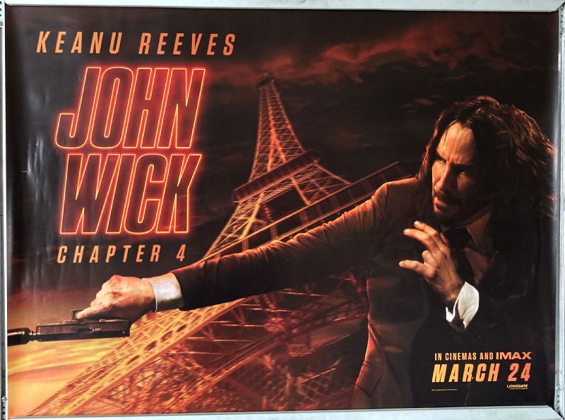 Cinema Poster: JOHN WICK CHAPTER 4 2023 (Eiffel Quad) Keanu Reeves Ian McShane Cinema Poster: JOHN WICK CHAPTER 4 2023 (Eiffel Quad) Keanu Reeves Ian McShane