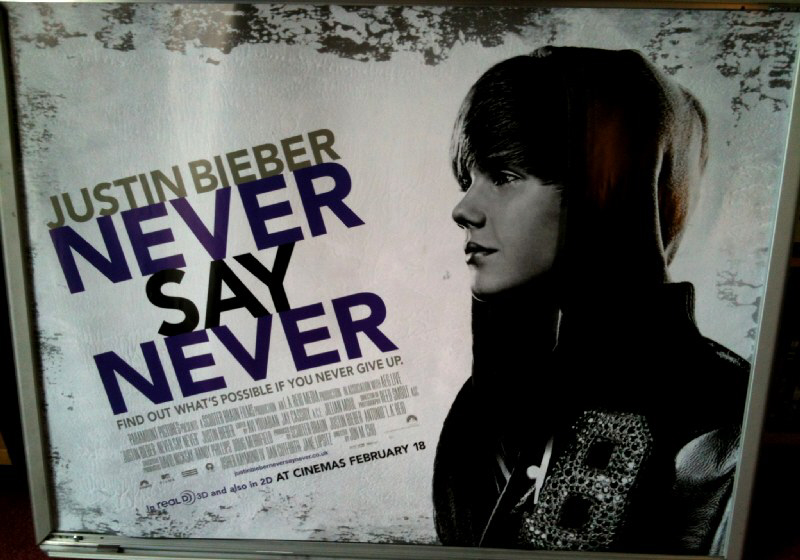 JUSTIN BIEBER NEVER SAY NEVER: Advance UK Quad Film Poster JUSTIN BIEBER NEVER SAY NEVER: Advance UK Quad Film Poster