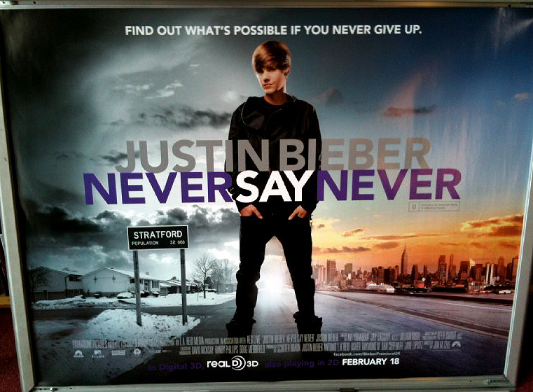 JUSTIN BIEBER NEVER SAY NEVER: Main UK Quad Film Poster