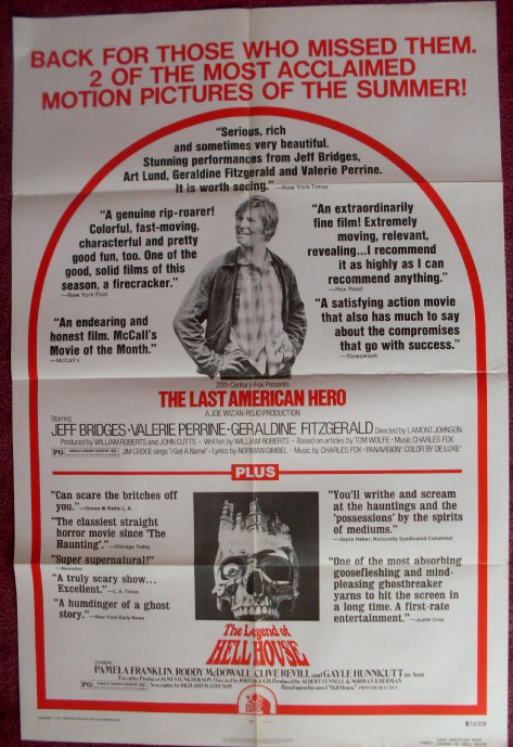 LAST AMERICAN HERO, THE/LEGEND OF HELL HOUSE: Double Bill One Sheet Film Poster