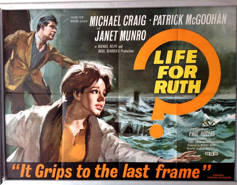 Cinema Poster: LIFE FOR RUTH 1962 (Quad) Michael Craig Patrick McGoohan