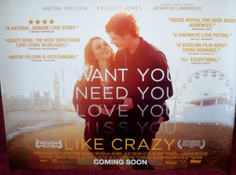 LIKE CRAZY: UK Quad Film Poster LIKE CRAZY: UK Quad Film Poster