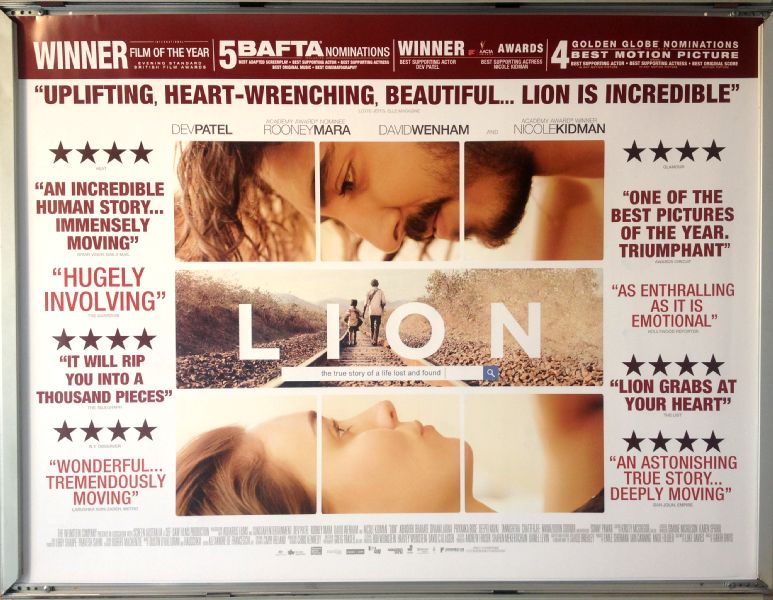 Cinema Poster: LION 2017 (Awards Quad) Dev Patel Nicole Kidman Rooney Mara
