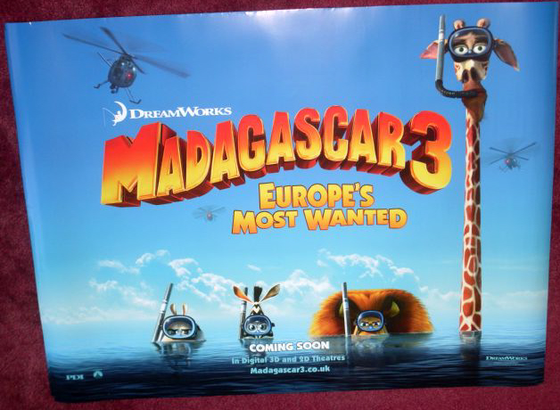 MADAGASCAR 3 EUROPE'S MOST WANTED: Advance UK Quad Film Poster MADAGASCAR 3 EUROPE'S MOST WANTED: Advance UK Quad Film Poster