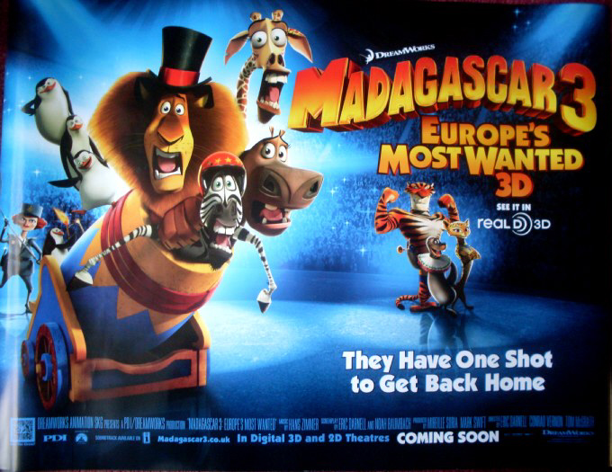 MADAGASCAR 3 EUROPE'S MOST WANTED: Main UK Quad Film Poster MADAGASCAR 3 EUROPE'S MOST WANTED: Main UK Quad Film Poster