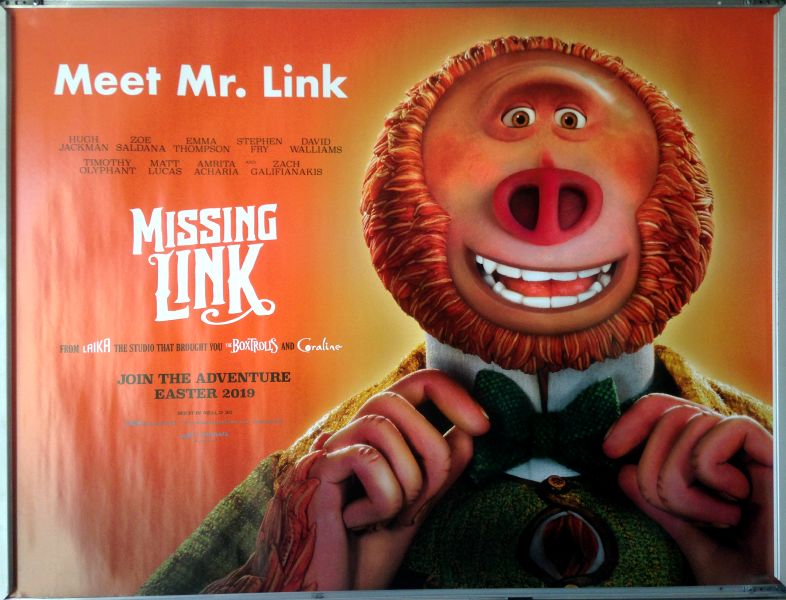 Cinema Poster: MISSING LINK 2019 (Quad) Hugh Jackman David Walliams Stephen Fry Cinema Poster: MISSING LINK 2019 (Quad) Hugh Jackman David Walliams Stephen Fry