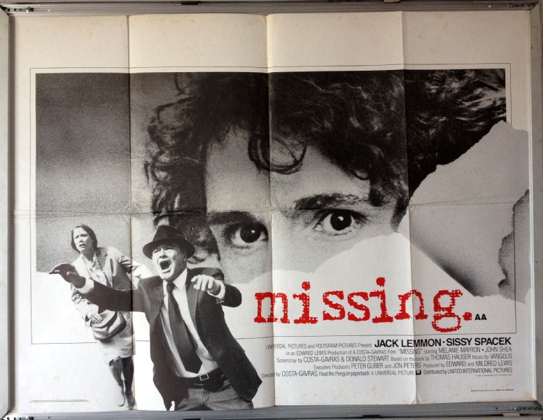 Cinema Poster: MISSING 1982 (Quad) Sissy Spacek Jack Lemmon Cinema Poster: MISSING 1982 (Quad) Sissy Spacek Jack Lemmon