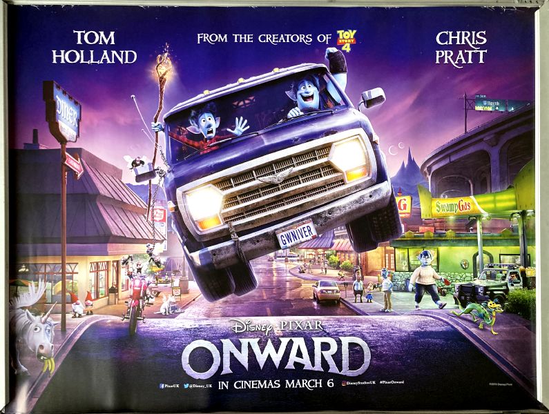 Cinema Poster: ONWARD 2020 (Car Quad) Tom Holland Chris Pratt Julia Louis-Dreyfus