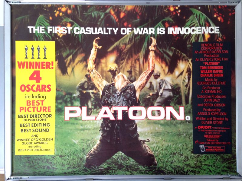 Cinema Poster: PLATOON 1986 (Quad) Willem Dafoe Tom Berenger Charlie Sheen Cinema Poster: PLATOON 1986 (Quad) Willem Dafoe Tom Berenger Charlie Sheen