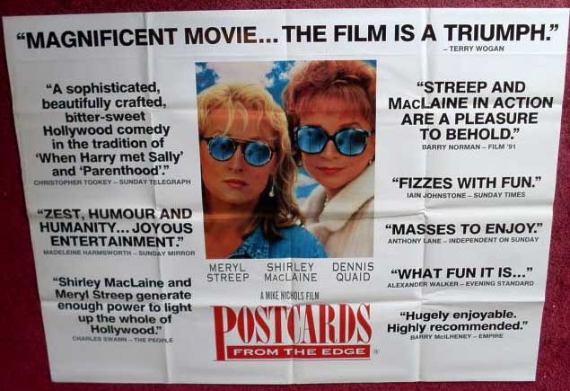 POSTCARDS FROM THE EDGE: Review UK Quad Film Poster POSTCARDS FROM THE EDGE: Review UK Quad Film Poster