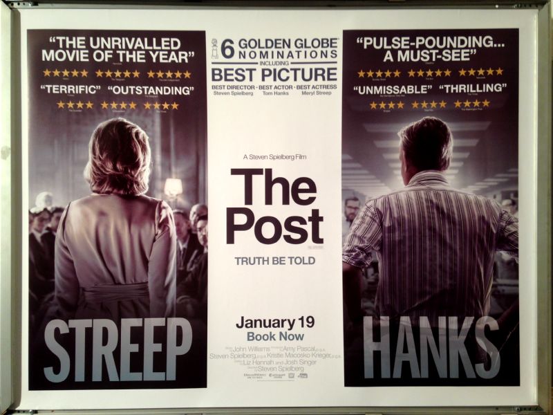 Cinema Poster: POST, THE 2018 (Awards Quad) Meryl Streep Tom Hanks Sarah Paulson