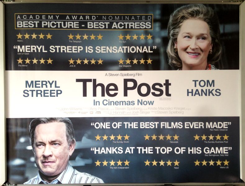 Cinema Poster: POST, THE 2018 (Review Quad) Meryl Streep Tom Hanks