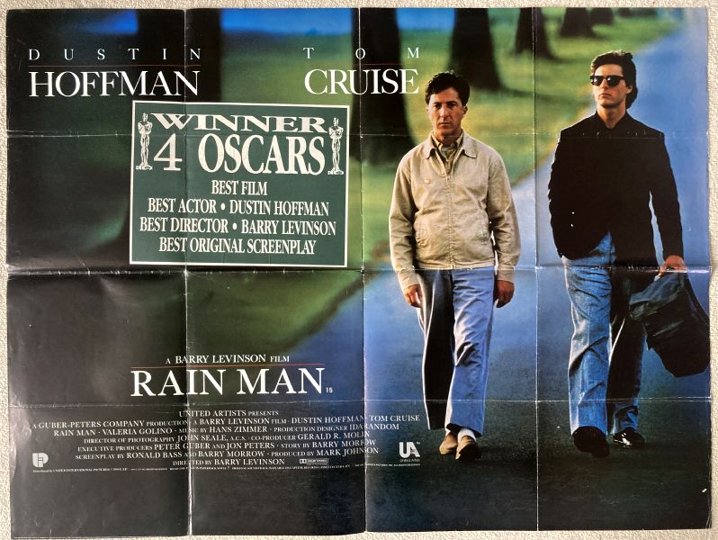 Cinema Poster: RAIN MAN 1988 (Quad) Dustin Hoffman Tom Cruise Cinema Poster: RAIN MAN 1988 (Quad) Dustin Hoffman Tom Cruise