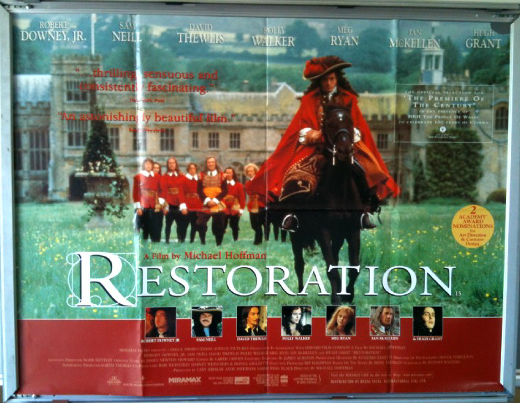 Cinema Poster: RESTORATION 1996 (QUAD) Robert Downey Jr Sam Neill David Thewlis Cinema Poster: RESTORATION 1996 (QUAD) Robert Downey Jr Sam Neill David Thewlis