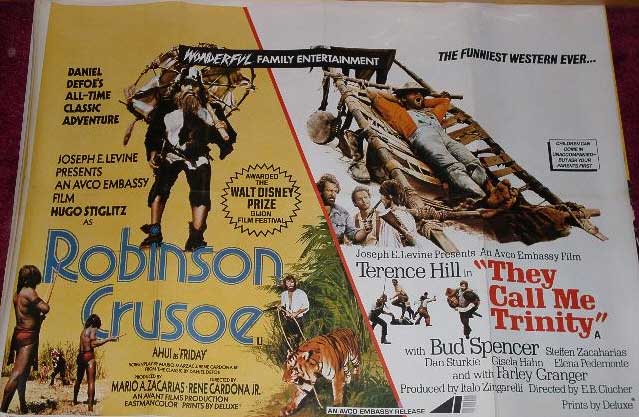 ROBINSON CRUSOE/THEY CALL ME TRINITY: Double Bill UK Quad Film Poster ROBINSON CRUSOE/THEY CALL ME TRINITY: Double Bill UK Quad Film Poster