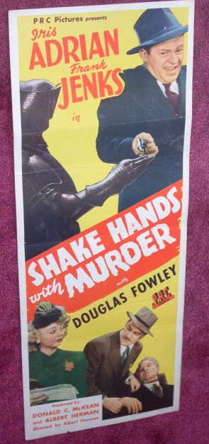 SHAKE HANDS WITH MURDER: US Insert Film Poster SHAKE HANDS WITH MURDER: US Insert Film Poster