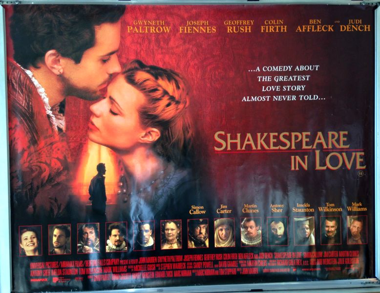 Cinema Poster: SHAKESPEARE IN LOVE: Main UK Quad Film Poster Cinema Poster: SHAKESPEARE IN LOVE: Main UK Quad Film Poster