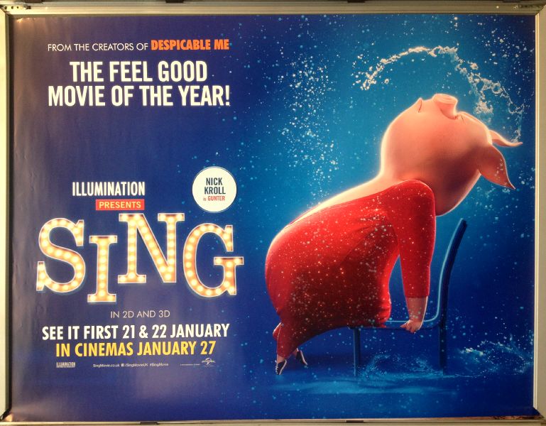 Cinema Poster: SING 2017 (Gunter Quad) Nick Kroll Scarlett Johannson Cinema Poster: SING 2017 (Gunter Quad) Nick Kroll Scarlett Johannson