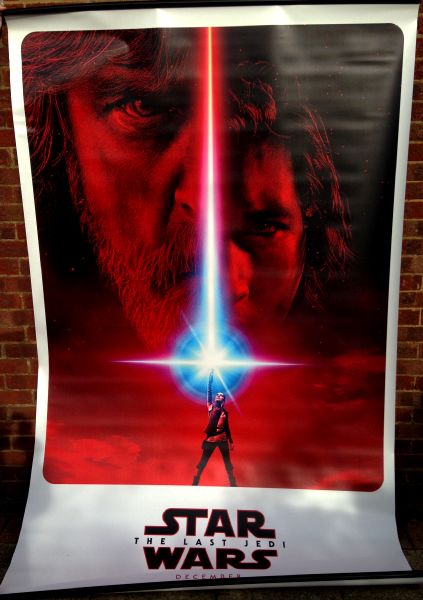 Cinema Banner: STAR WARS THE LAST JEDI  2017 (Red Sabre) Mark Hamill Dasiy Ridley