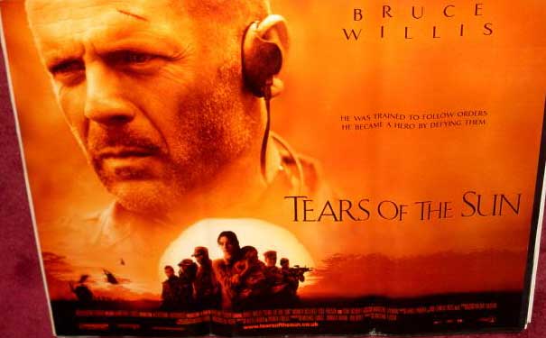 TEARS OF THE SUN: Black Text UK Quad Film Poster