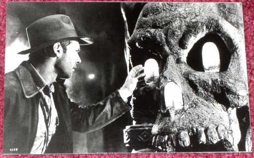 INDIANA JONES AND THE TEMPLE OF DOOM: B/W Still Indy and Skull 
