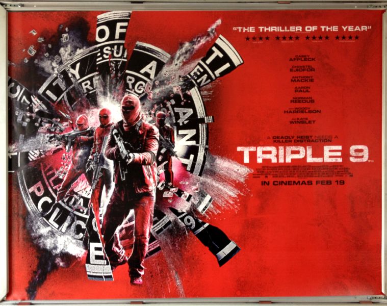 Cinema Poster: TRIPLE 9 2016 (Alternate Quad) Norman Reedus Woody Harrelson