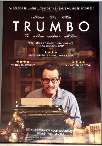 Cinema Poster: TRUMBO 2016 (Review One Sheet) Bryan Cranston Diane Lane Helen Mirren