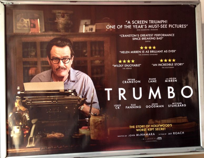 Cinema Poster: TRUMBO 2016 (Review Quad) Bryan Cranston Diane Lane Helen Mirren