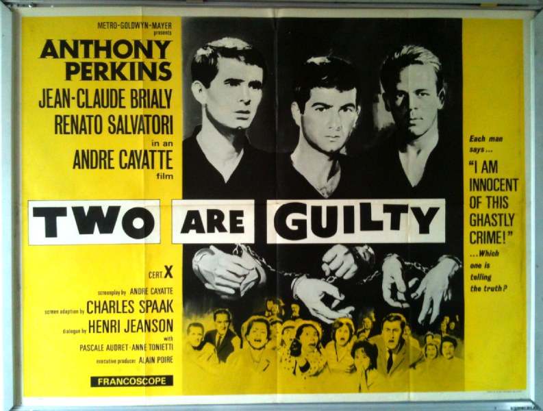 Cinema Poster: TWO ARE GUILTY 1963 (QUAD) Anthony Perkins Jean-Claude Brialy Cinema Poster: TWO ARE GUILTY 1963 (QUAD) Anthony Perkins Jean-Claude Brialy