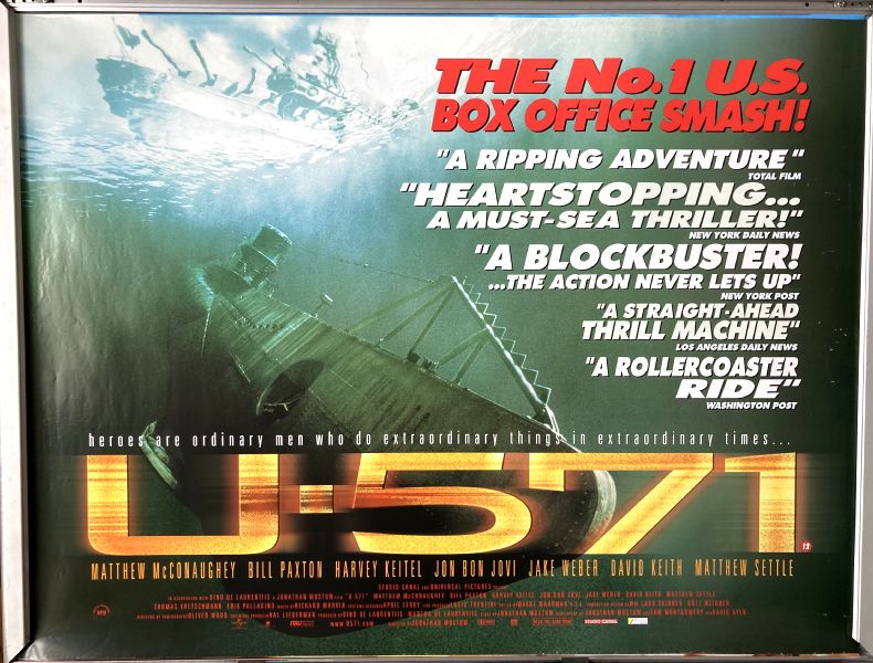 Cinema Poster: U-571 (Quad) Matthew McConaughey Bill Paxton Harvey Keitel Cinema Poster: U-571 (Quad) Matthew McConaughey Bill Paxton Harvey Keitel