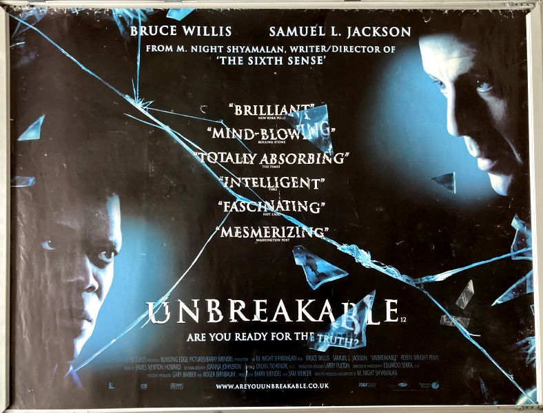 Cinema Poster: UNBREAKABLE 2000 (Main Quad) Bruce Willis Samuel L. Jackson Cinema Poster: UNBREAKABLE 2000 (Main Quad) Bruce Willis Samuel L. Jackson