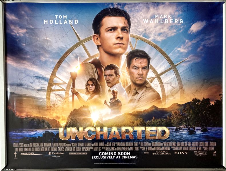 Cinema Poster: UNCHARTED (Main Quad) Tom Holland Mark Wahlberg Antonio Banderas