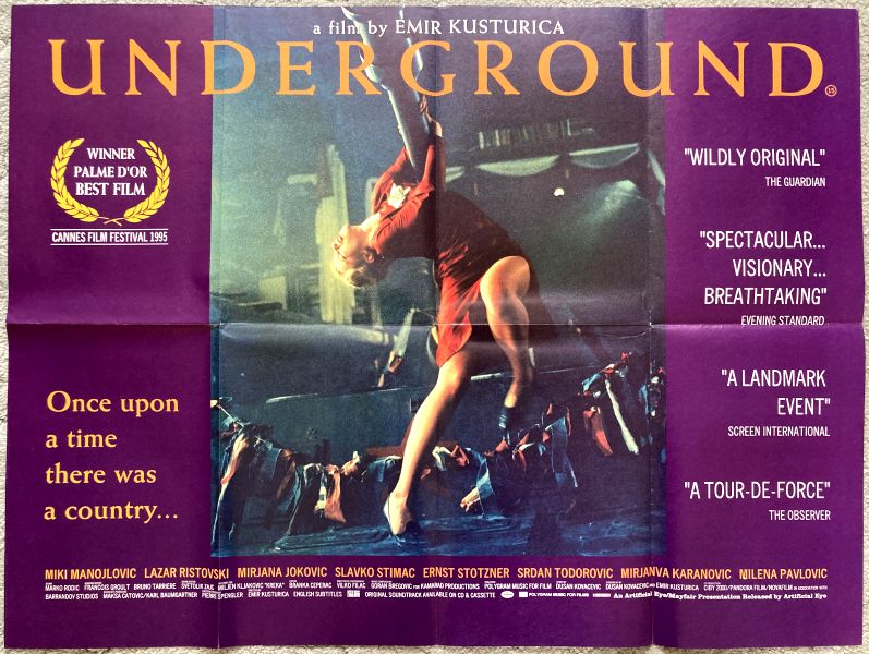 Cinema Poster: UNDERGROUND 1995 (Quad) Predrag 'Miki' Manojlovic Lazar Ristovski Cinema Poster: UNDERGROUND 1995 (Quad) Predrag 'Miki' Manojlovic Lazar Ristovski