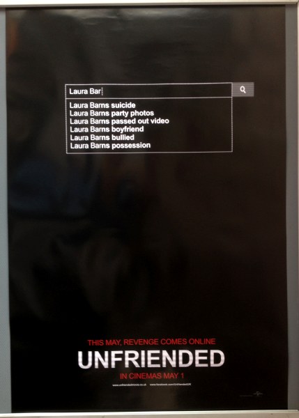 Cinema Poster: UNFRIENDED 2015 (One Sheet) Heather Sossaman Matthew Bohrer