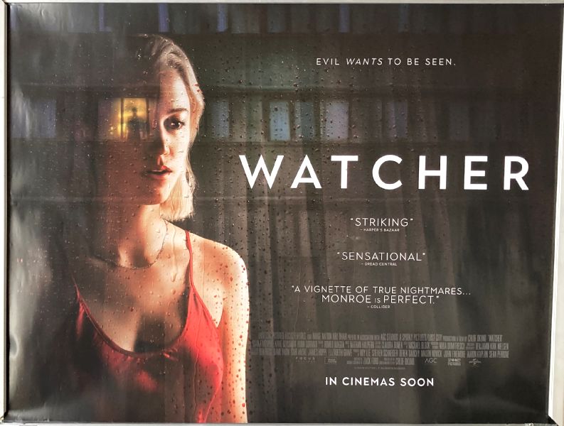 Cinema Poster: WATCHER 2022 (Quad) Maika Monroe Karl Glusman Burn Gorman Cinema Poster: WATCHER 2022 (Quad) Maika Monroe Karl Glusman Burn Gorman
