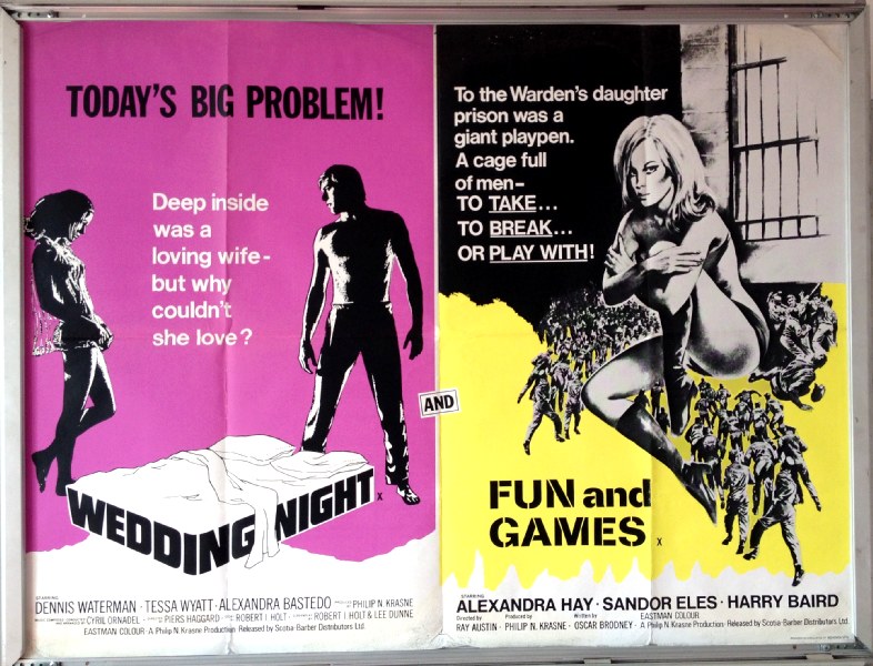 Cinema Poster: WEDDING NIGHT/FUN AND GAMES 1969 Double Bill Quad Dennis Waterman