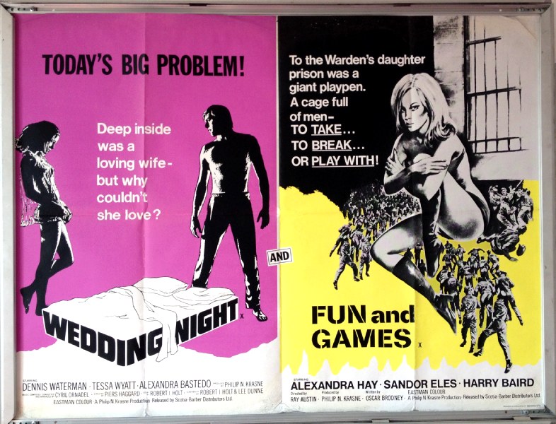 Cinema Poster: WEDDING NIGHT/FUN AND GAMES 1969 Double Bill Quad Dennis Waterman Cinema Poster: WEDDING NIGHT/FUN AND GAMES 1969 Double Bill Quad Dennis Waterman