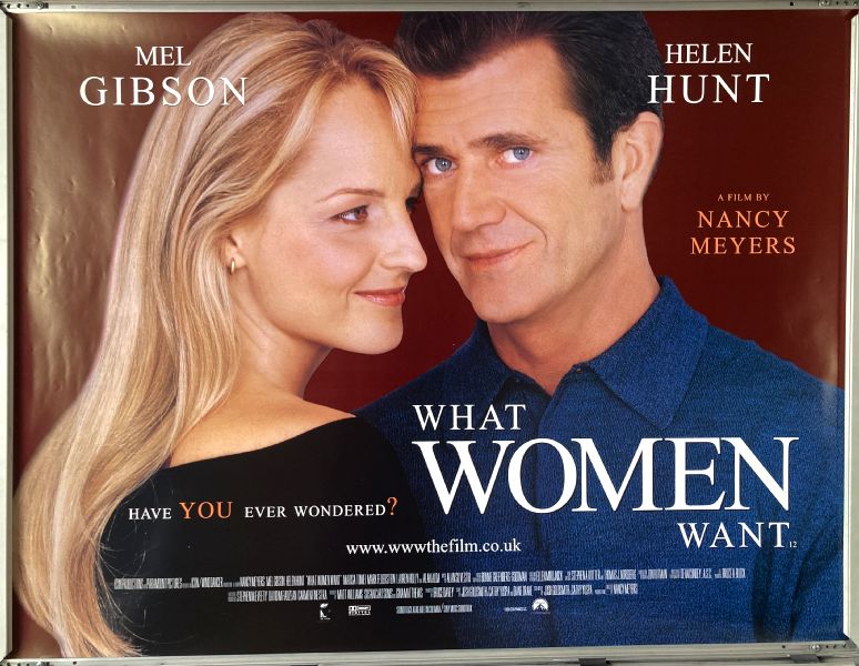 Cinema Poster: WHAT WOMEN WANT 2001 (Quad) Mel Gibson Helen Hunt Marisa Tomei Cinema Poster: WHAT WOMEN WANT 2001 (Quad) Mel Gibson Helen Hunt Marisa Tomei