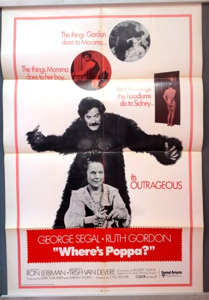 Cinema Poster:WHERE'S POPPA? 1970 (One Sheet) George Segal Ruth Gordon Cinema Poster:WHERE'S POPPA? 1970 (One Sheet) George Segal Ruth Gordon